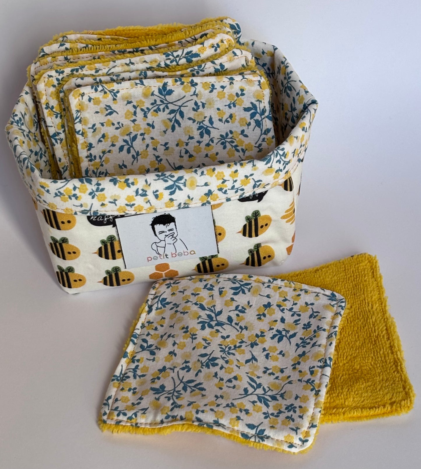 panier ange - panier à lingetes en tissu imprimé - petit beba