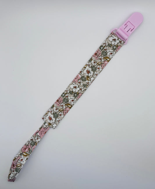 attache-tétine bubuclip fleuri rose - petit beba
