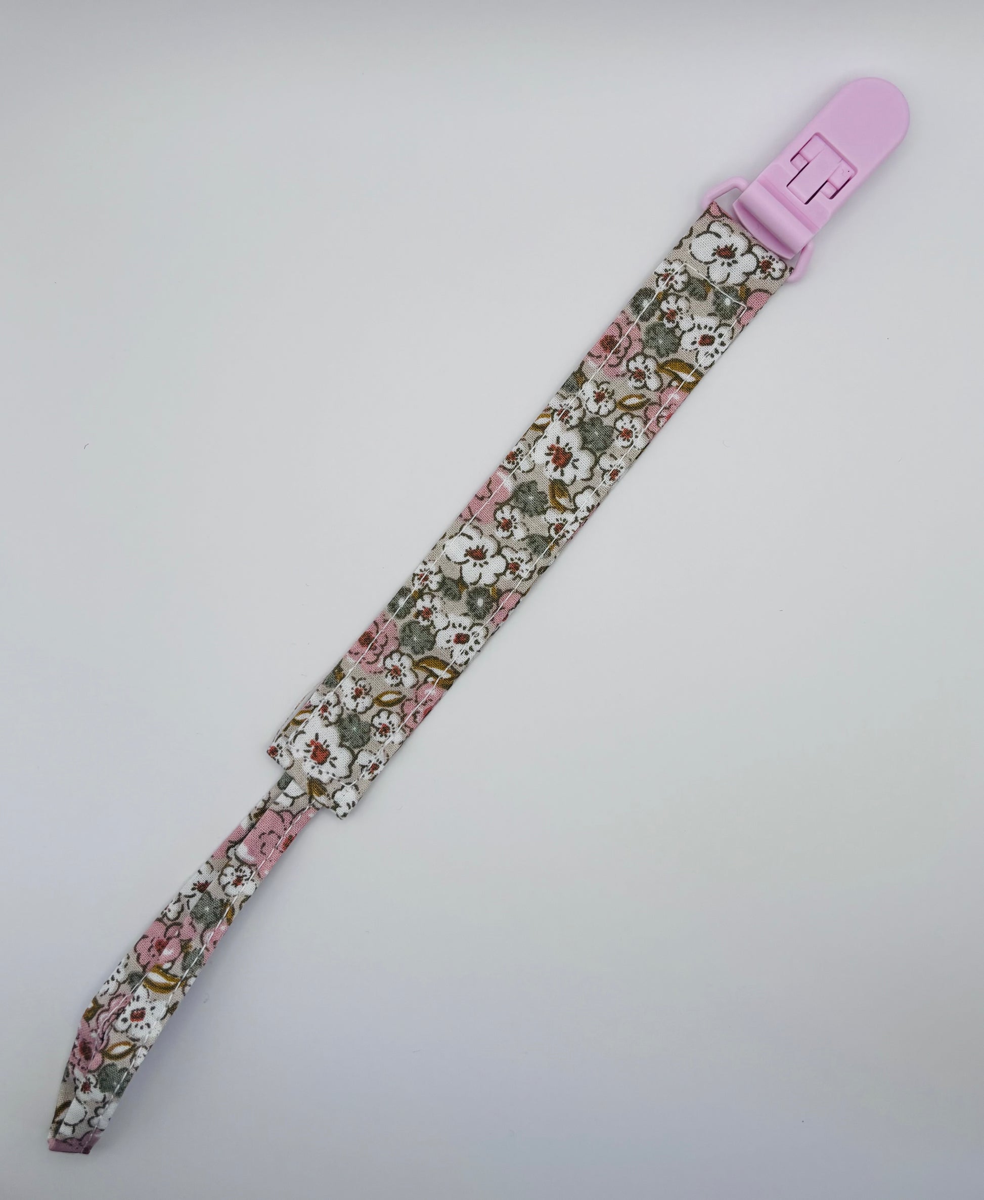 attache-tétine bubuclip fleuri rose - petit beba