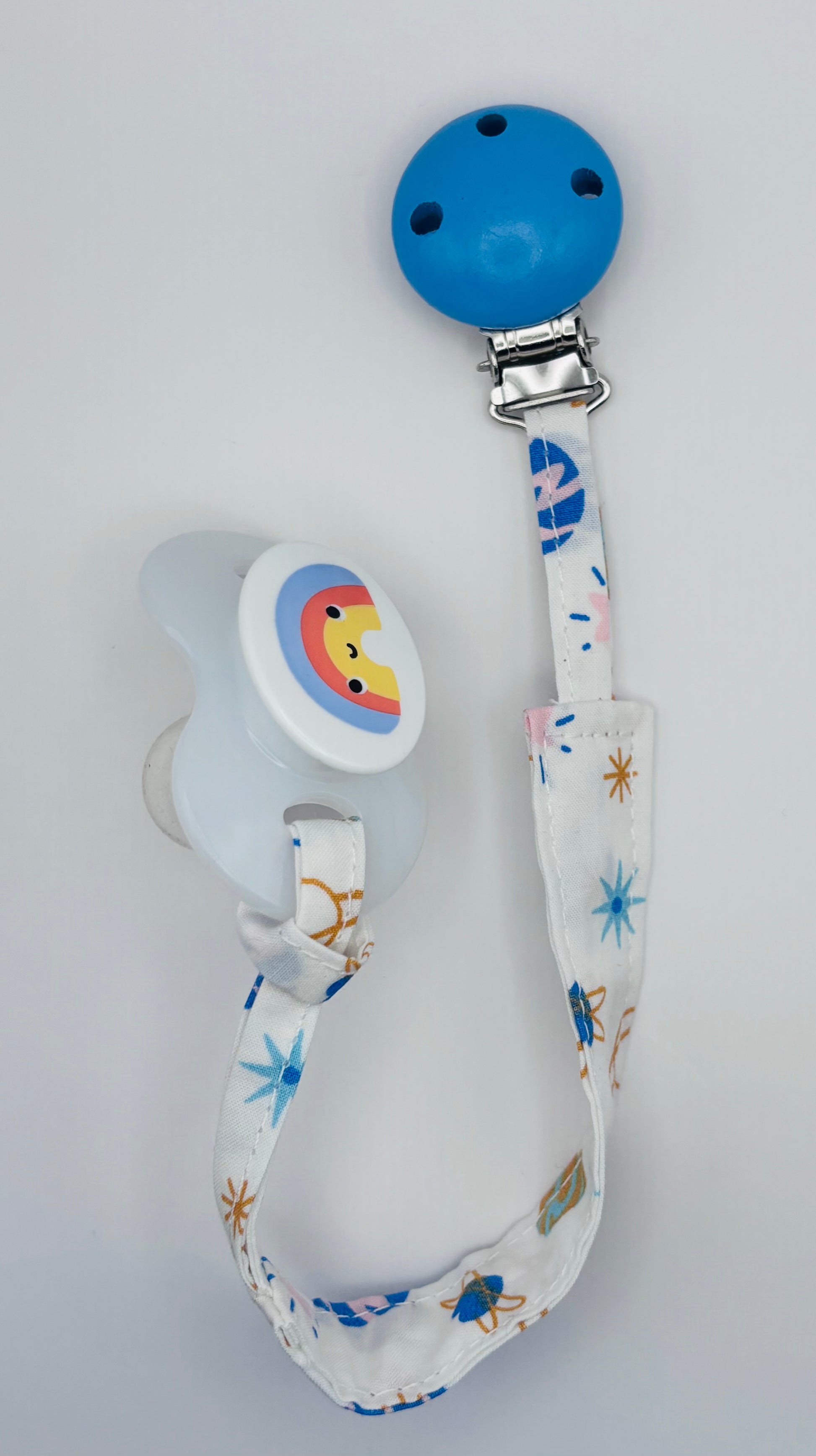 attache-tétine Bubuclip bleu motif marin - petit beba