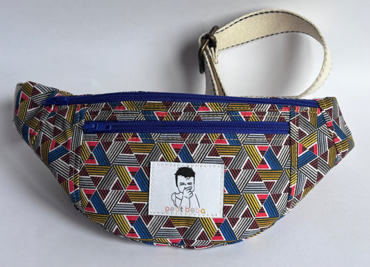 sac banane enfant Eden en tissu wax géométrique -fait main petit beba